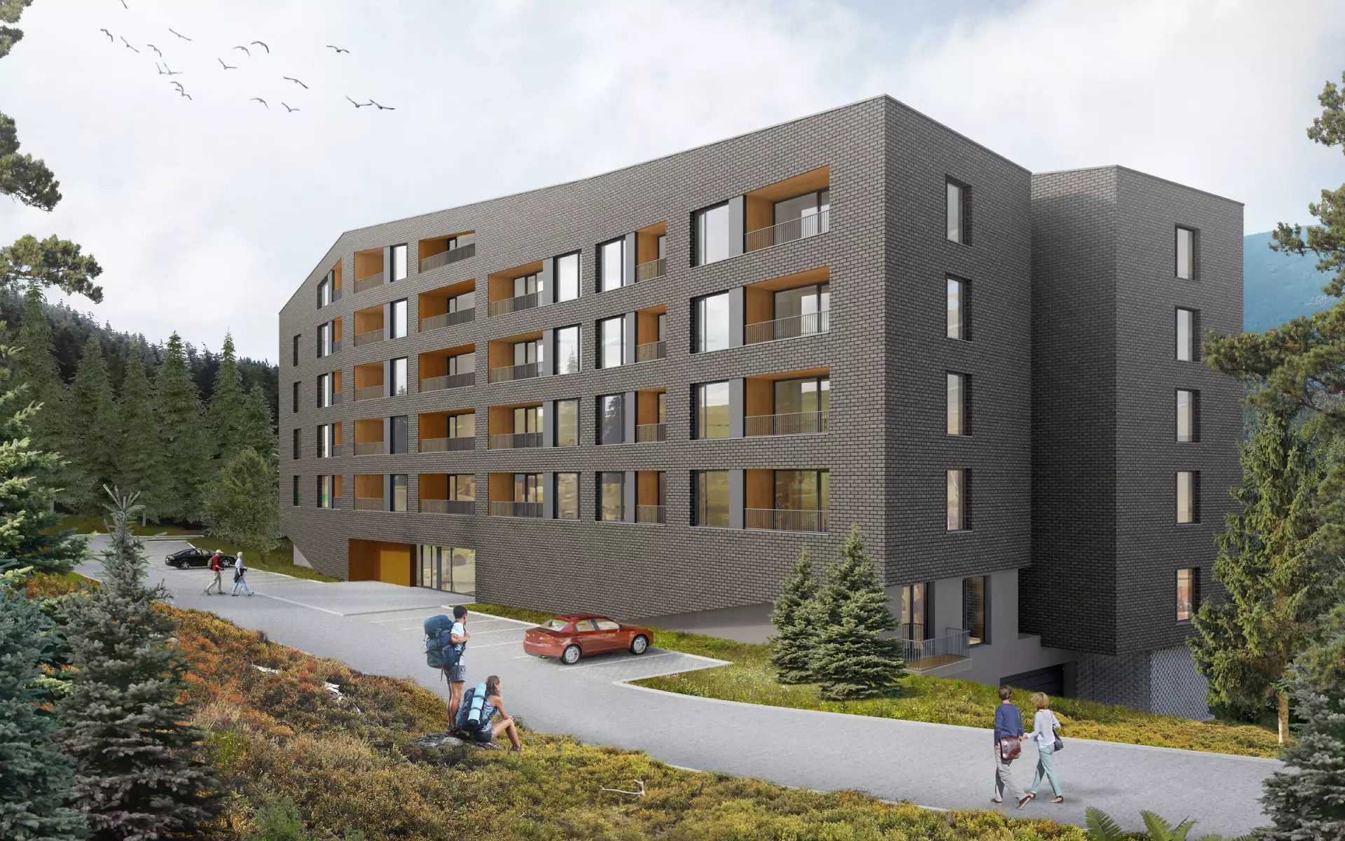 Vizualizace budovy apartmánů